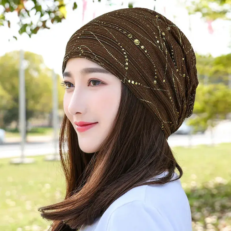 Women's Blue Embroidered Thin Lining Headwear - Image 5