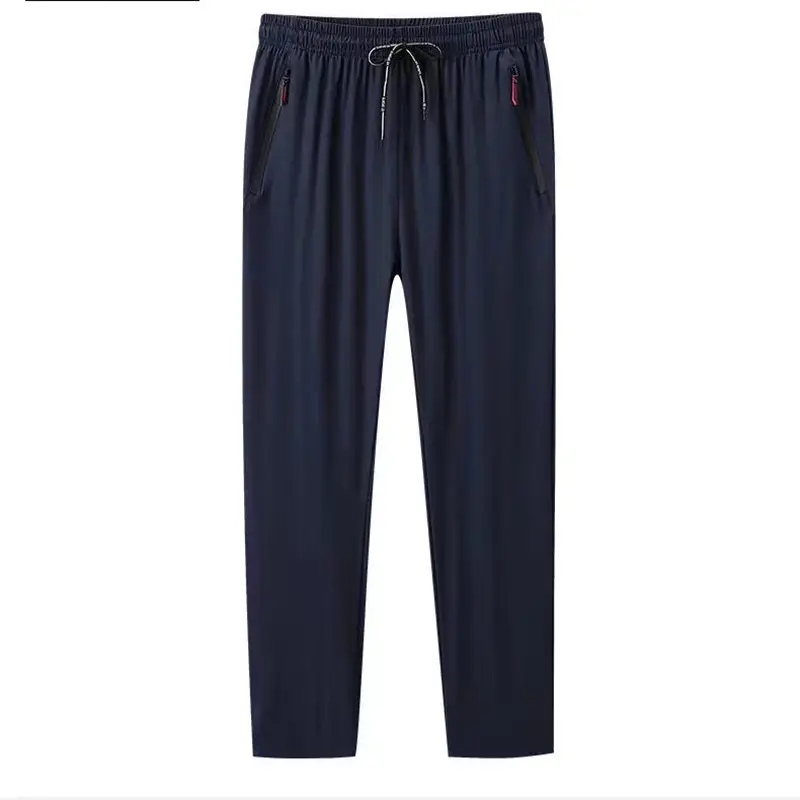 Men's Black Casual Long Pants with Drawstring Waist