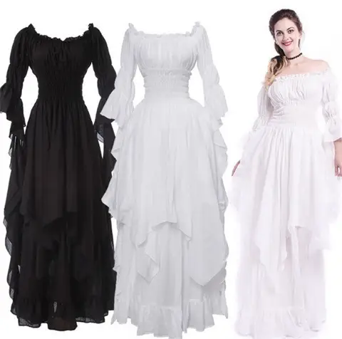 European lace flare sleeve off-neck dress for cosplay prom - Image 13