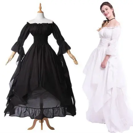 European lace flare sleeve off-neck dress for cosplay prom - Image 15