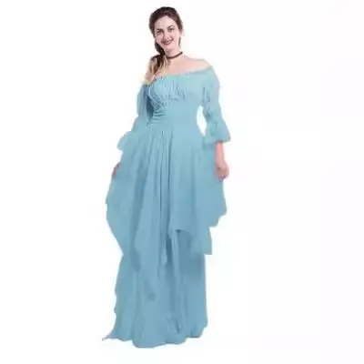 European lace flare sleeve off-neck dress for cosplay prom - Image 17
