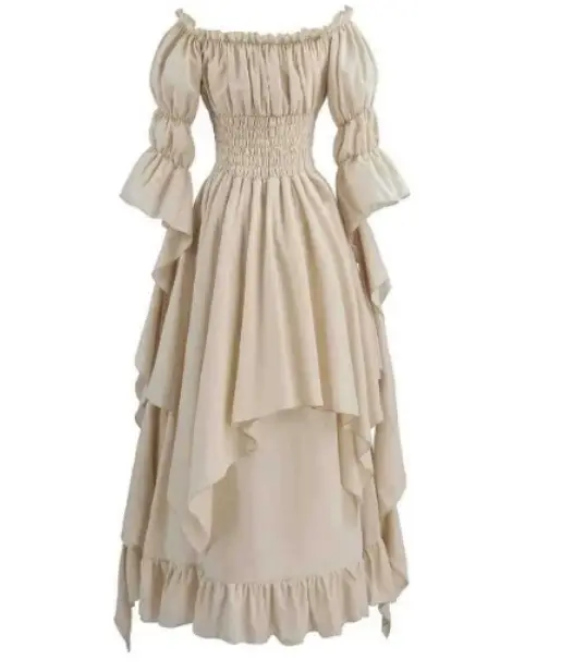 European lace flare sleeve off-neck dress for cosplay prom - Image 10