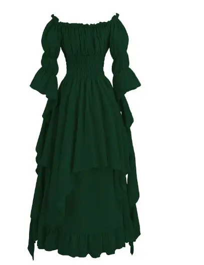 European lace flare sleeve off-neck dress for cosplay prom - Image 6