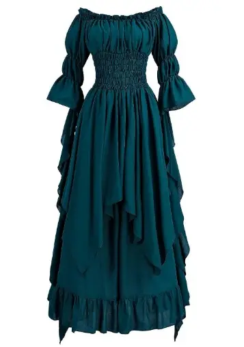 European lace flare sleeve off-neck dress for cosplay prom - Image 7