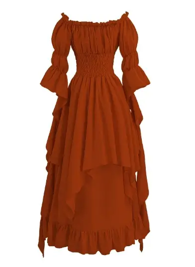 European lace flare sleeve off-neck dress for cosplay prom - Image 8
