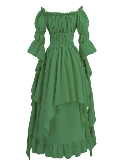European lace flare sleeve off-neck dress for cosplay prom - Image 9