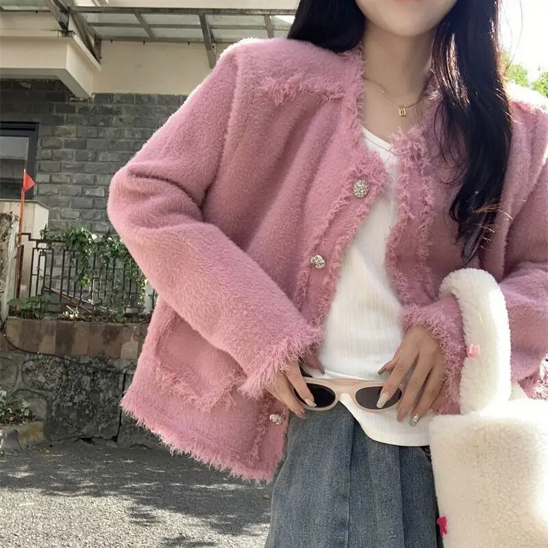 Women's Black V-Neck Knitted Sweater Cardigan — feature 1