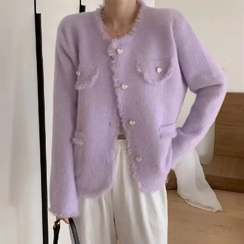 Women's Black V-Neck Knitted Sweater Cardigan — feature 11