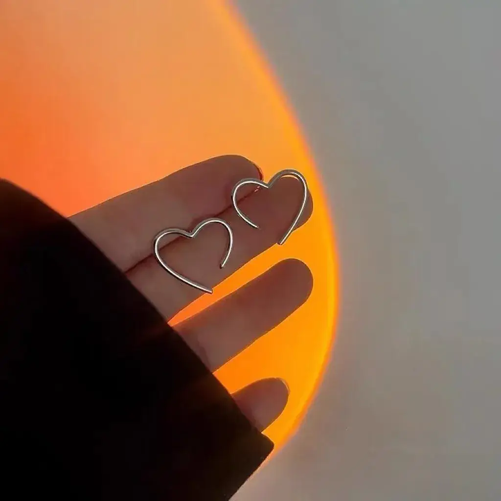 925 Sterling Silver Heart Stud Earrings for Women - Image 3