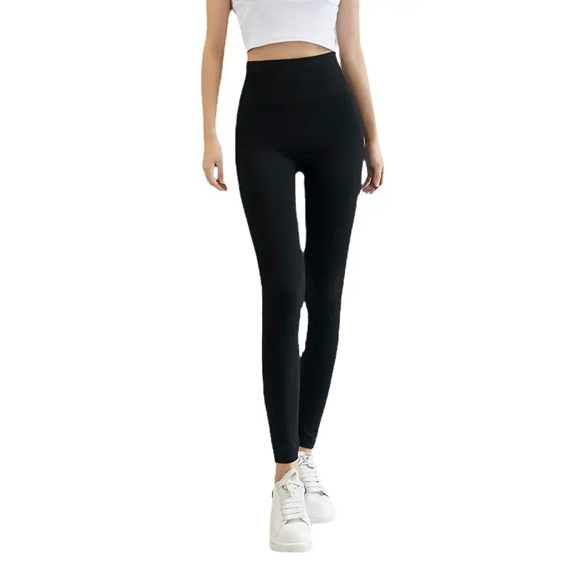 Black Slimming Fleece Leggings High Waist Women Cold Proof