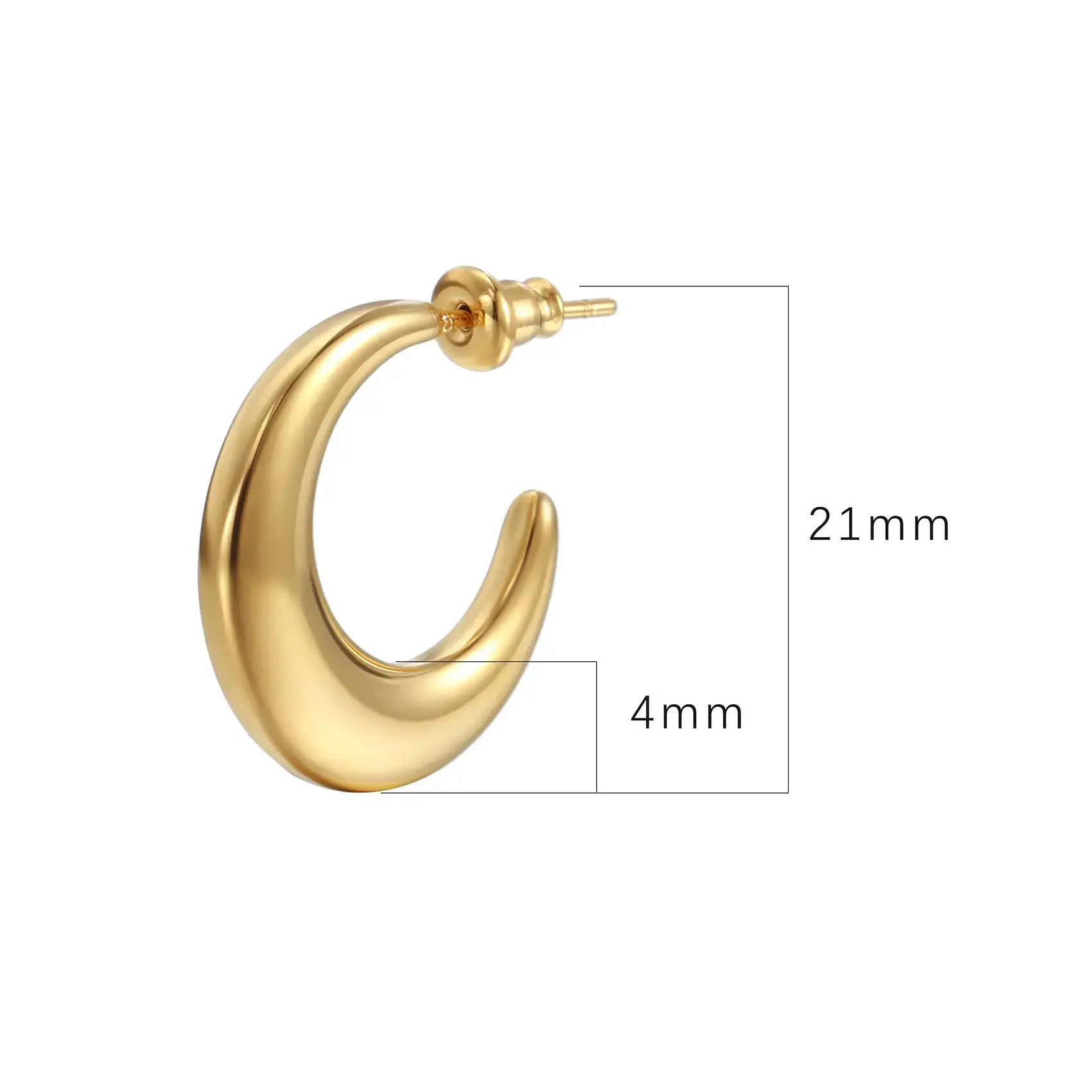 Crescent Earrings Gold Silver Stainless Steel 18K - Image 4