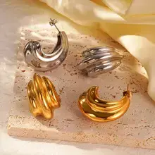 Crescent Earrings Gold Silver Stainless Steel 18K — feature 13