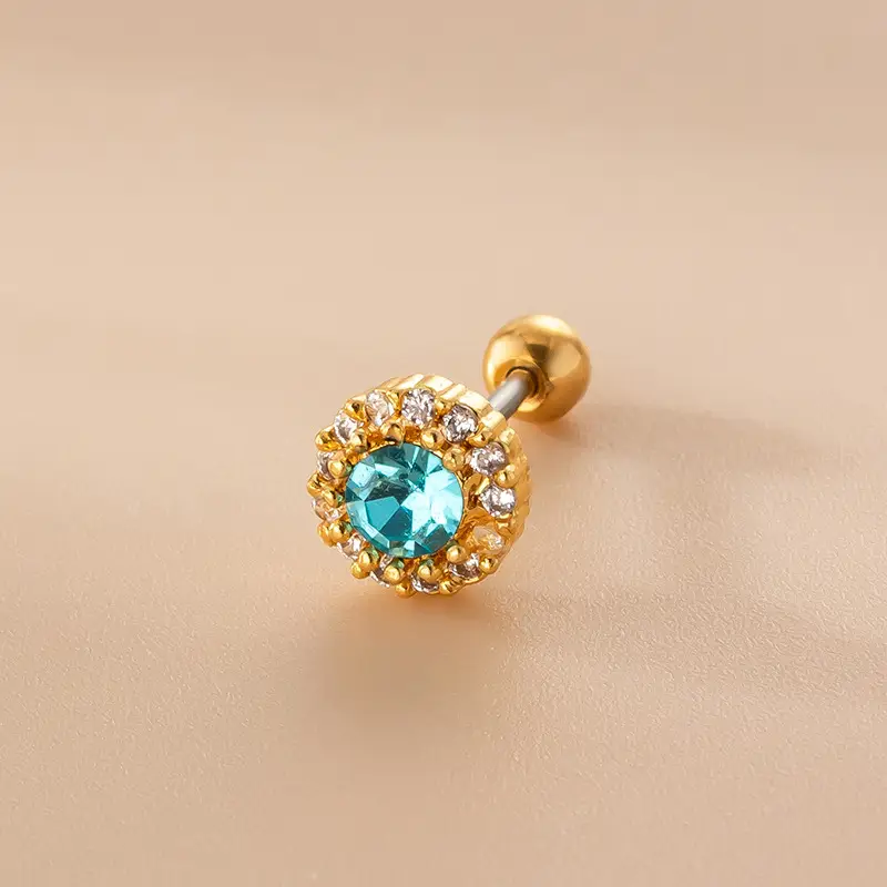 Korean Fashion Blue Zircon Double Headed Stud Earrings - Image 5