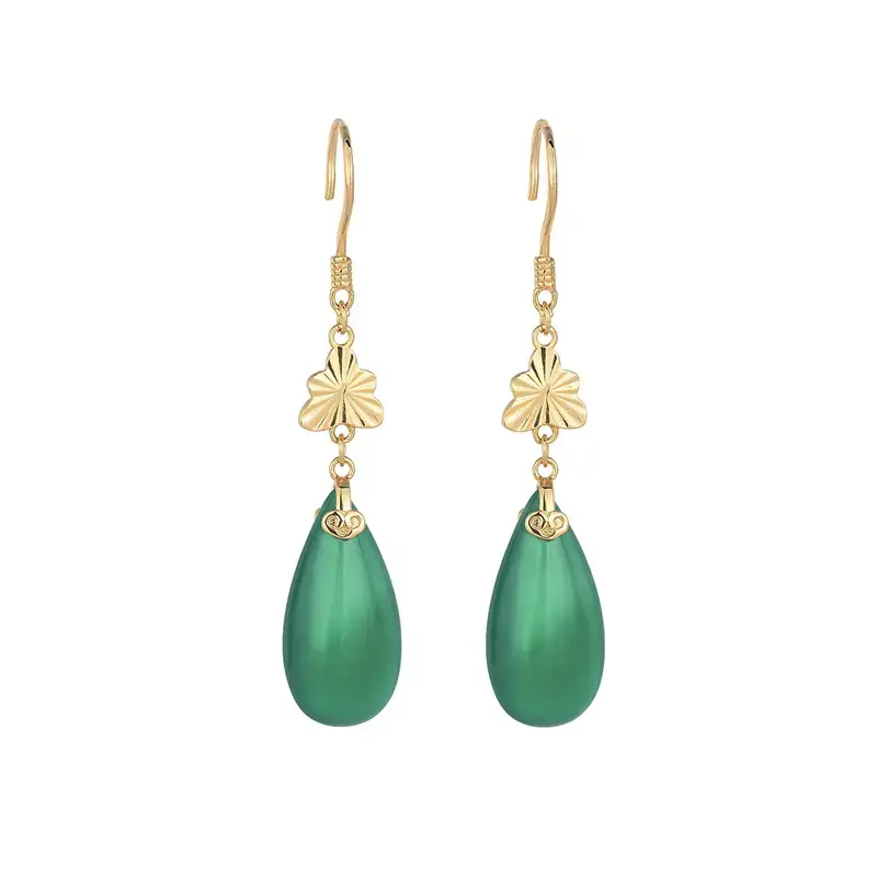 Green Jade Dangle Earrings for Women - Image 6