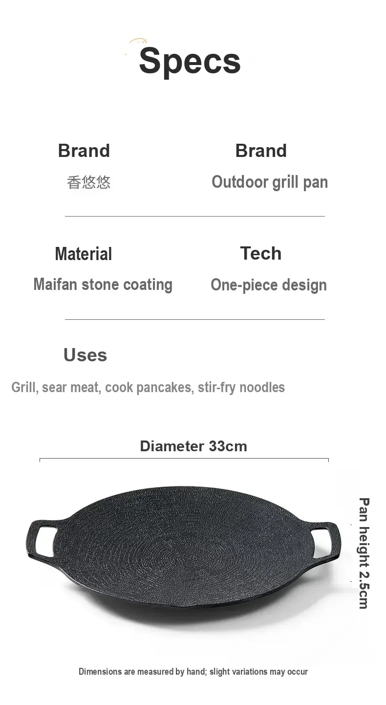 Product parameter panel listing aluminum-like wheat-stone coating, uses and 33 cm diameter.