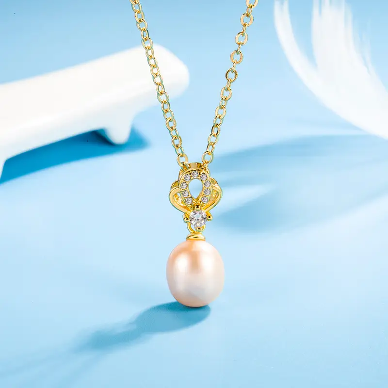 Korean Style Pearl Zircon Crown Pendant for Women - Image 3