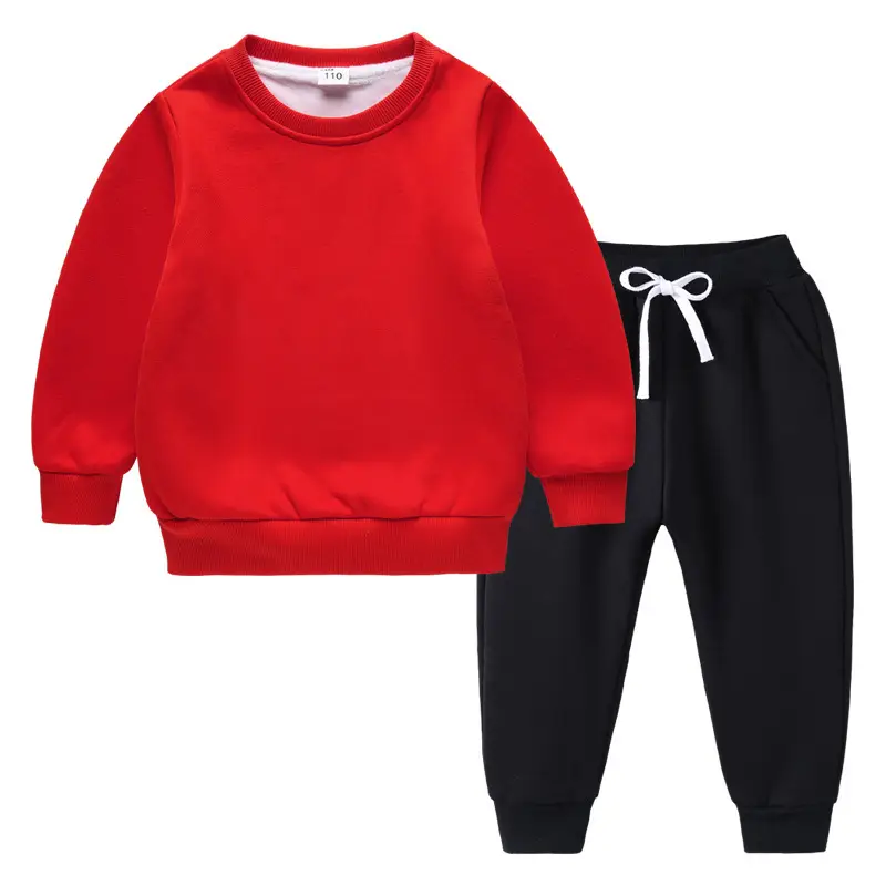 Red Fleece Lined Long Sleeve Sweatshirt Set for Kids Medium Large - Image 11