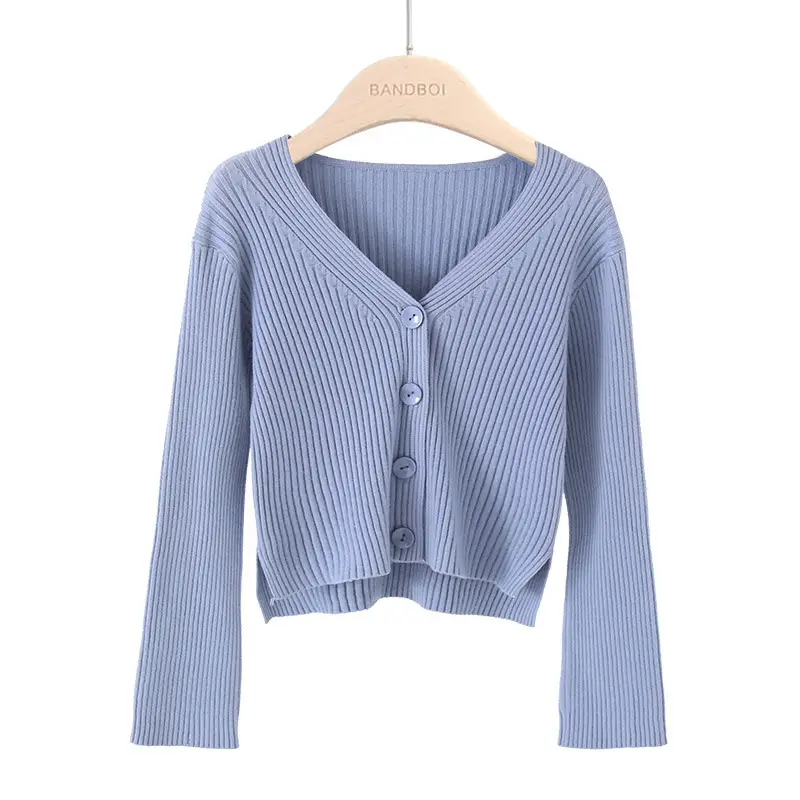 Women Korean Style Short Long Sleeve Cardigan Sweater Set - Image 3