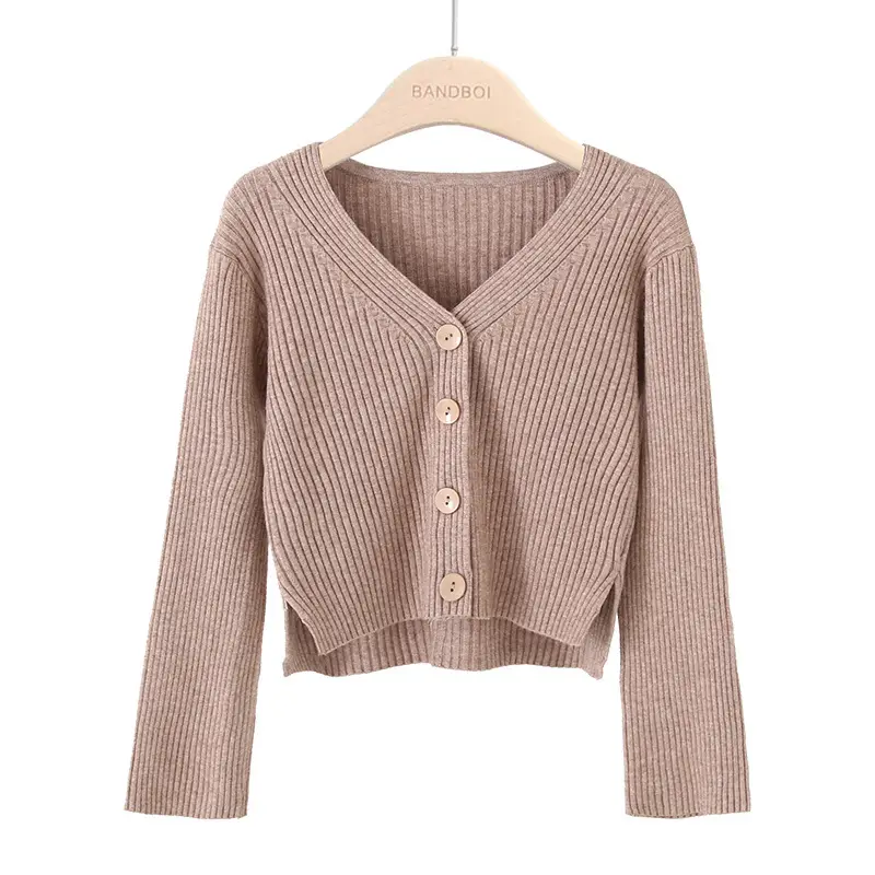 Women Korean Style Short Long Sleeve Cardigan Sweater Set - Image 4
