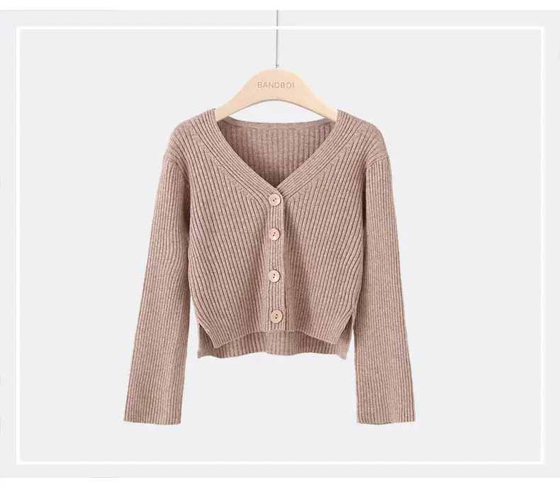 Women Korean Style Short Long Sleeve Cardigan Sweater Set — feature 7
