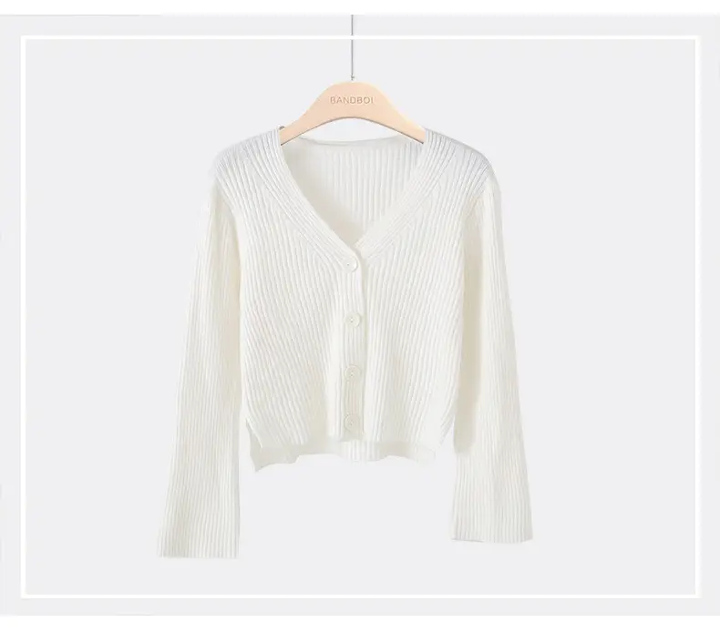 Women Korean Style Short Long Sleeve Cardigan Sweater Set — feature 8