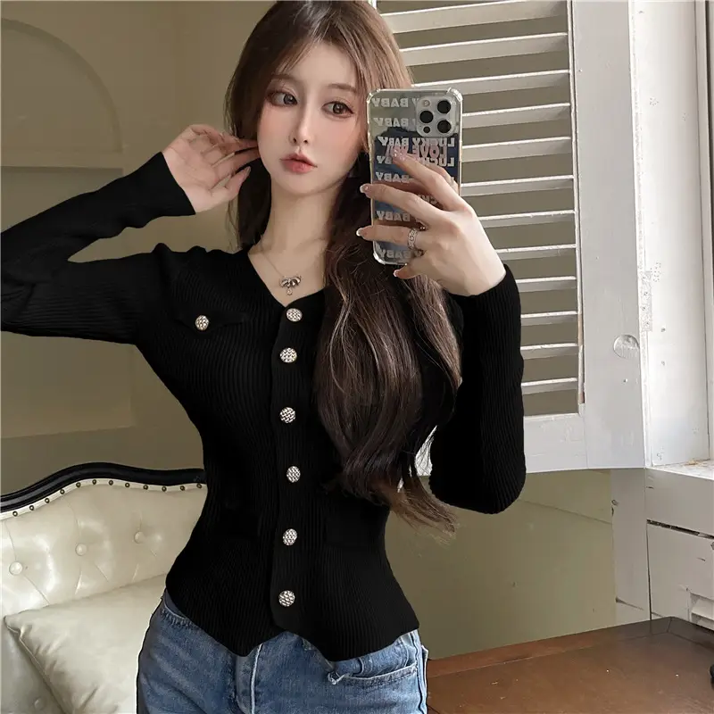 Pink Knitted V-Neck Cardigan Women's Innerwear — feature 20