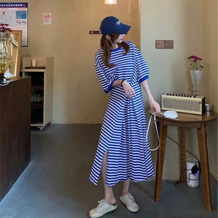 Women Striped Plus Size Summer 2026 Dress