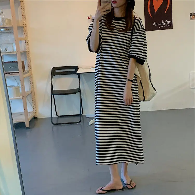 Women Striped Plus Size Summer 2026 Dress