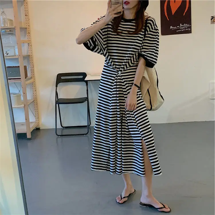 Women Striped Plus Size Summer 2026 Dress