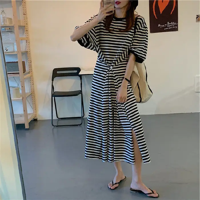 Women Striped Plus Size Summer 2026 Dress
