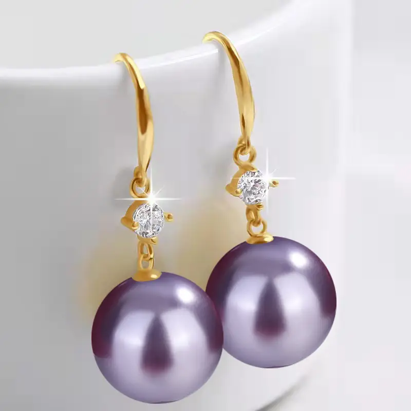 Dark Purple Pearl Earrings for Women - Image 10