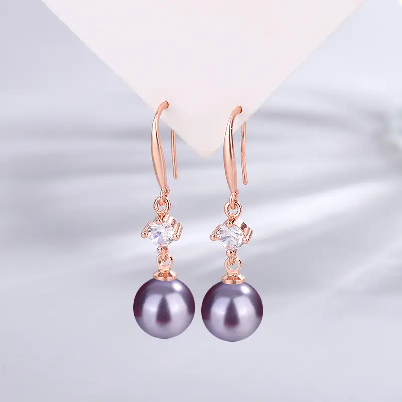 Dark Purple Pearl Earrings for Women - Image 12