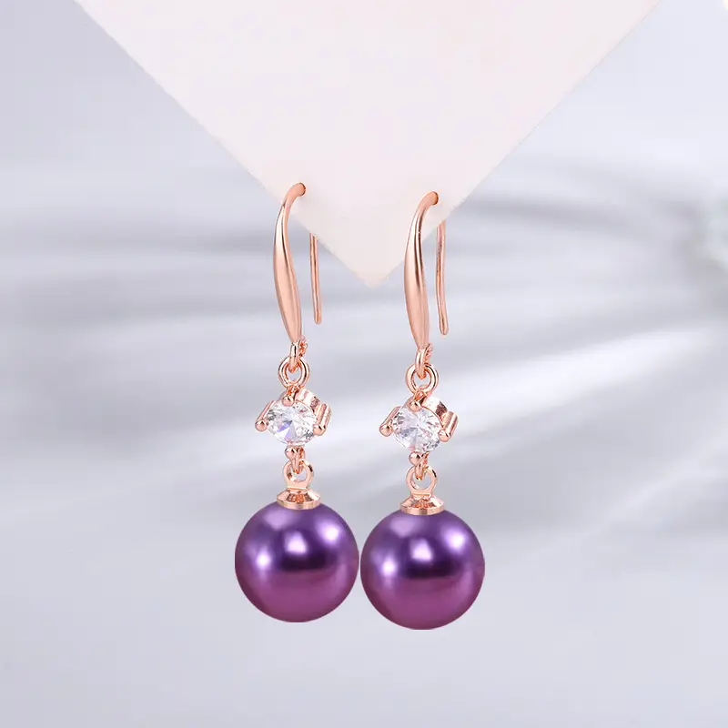 Dark Purple Pearl Earrings for Women - Image 27