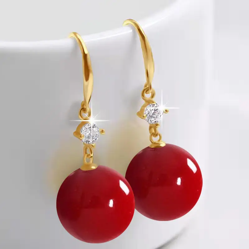 Dark Purple Pearl Earrings for Women - Image 4