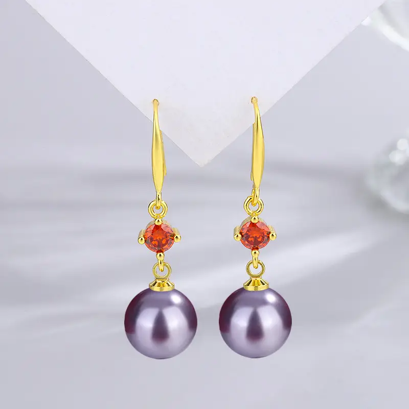 Dark Purple Pearl Earrings for Women - Image 53