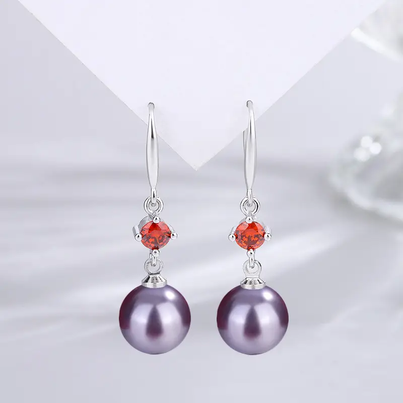 Dark Purple Pearl Earrings for Women - Image 54