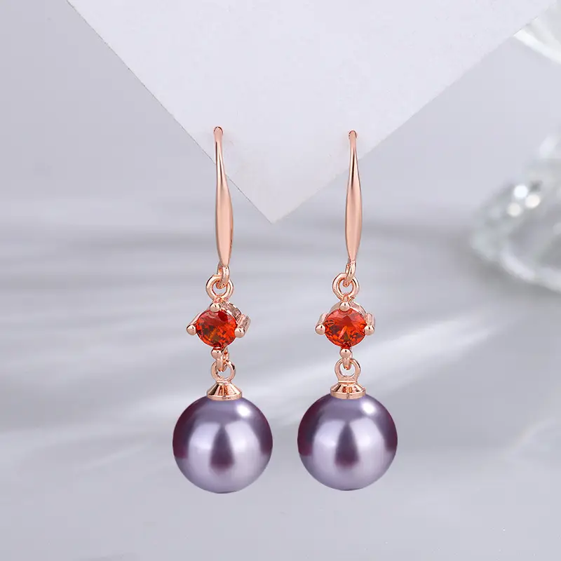 Dark Purple Pearl Earrings for Women - Image 55
