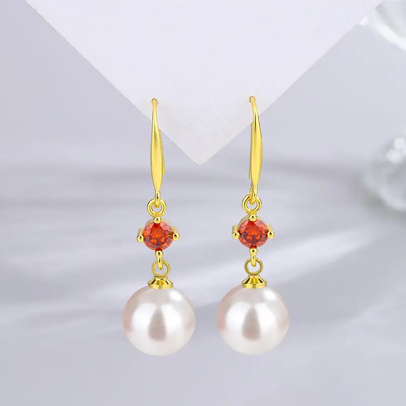 Dark Purple Pearl Earrings for Women - Image 59