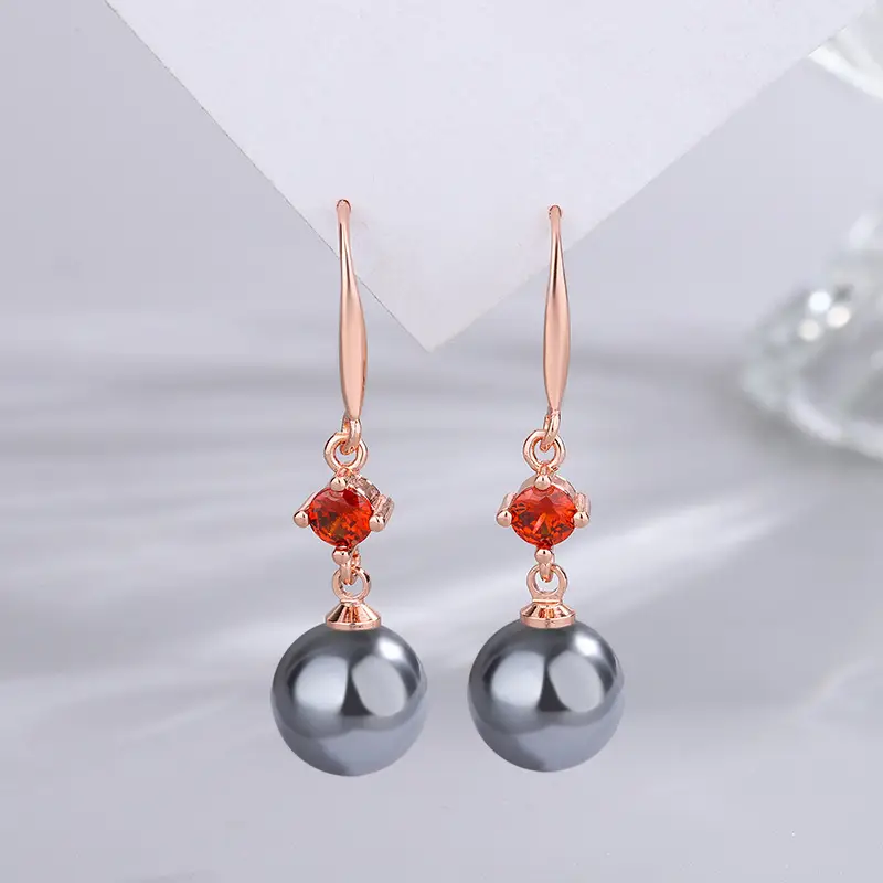 Dark Purple Pearl Earrings for Women - Image 64