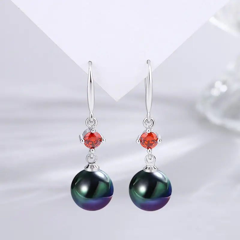 Dark Purple Pearl Earrings for Women - Image 66