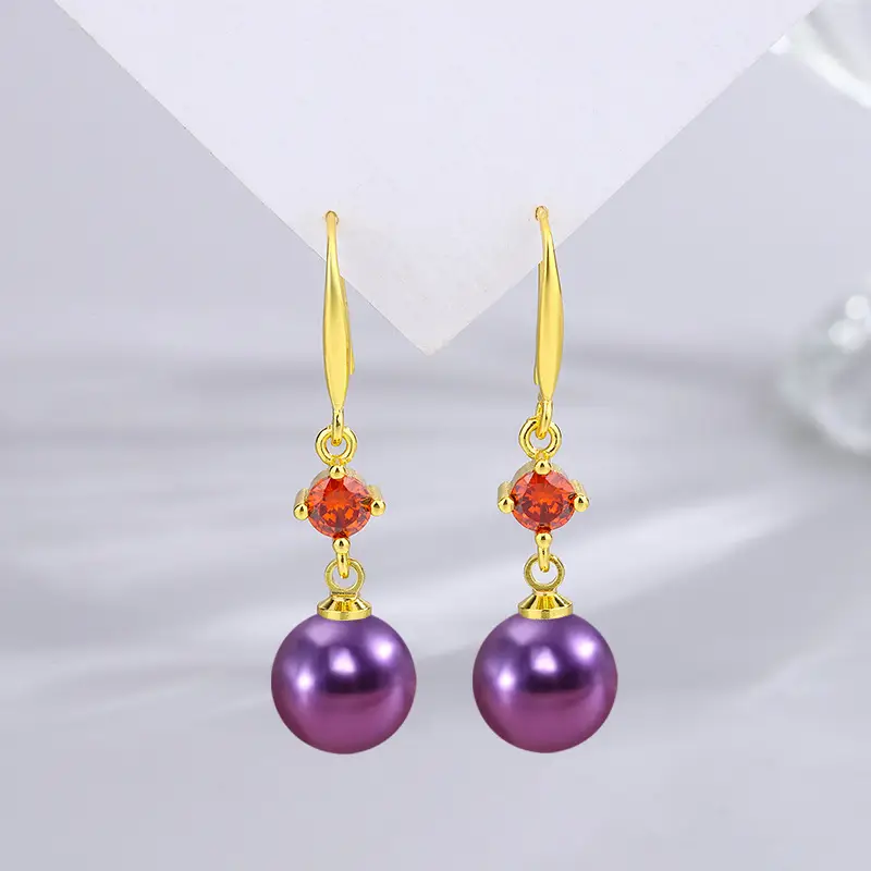 Dark Purple Pearl Earrings for Women - Image 68