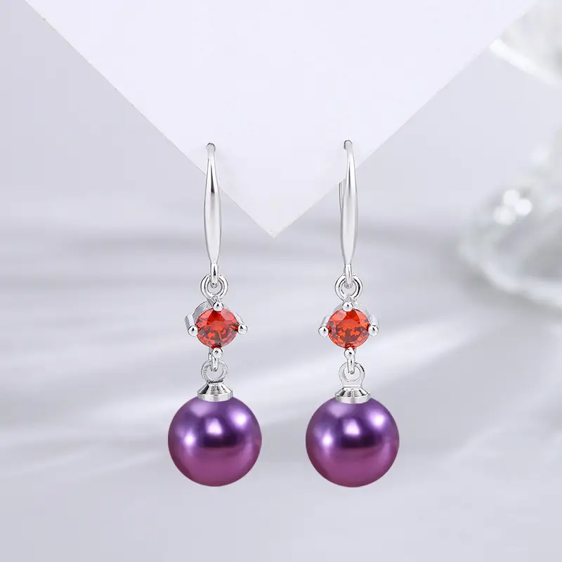 Dark Purple Pearl Earrings for Women - Image 69