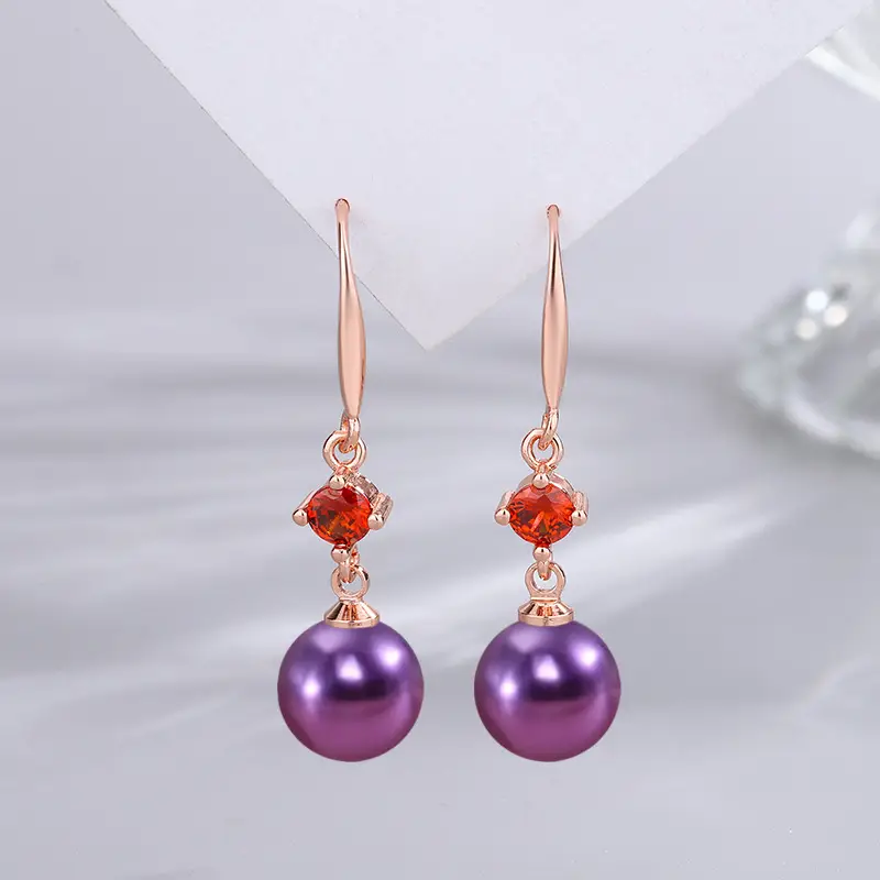 Dark Purple Pearl Earrings for Women - Image 70