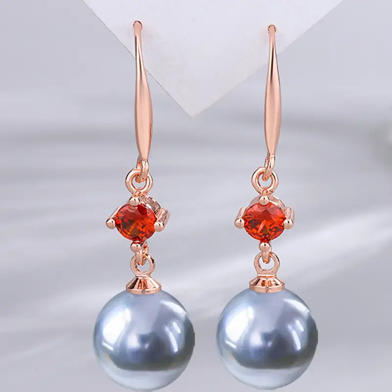 Dark Purple Pearl Earrings for Women - Image 73