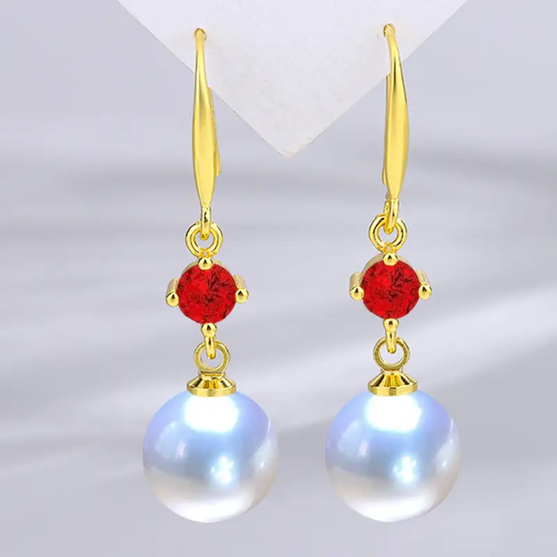 Dark Purple Pearl Earrings for Women - Image 77