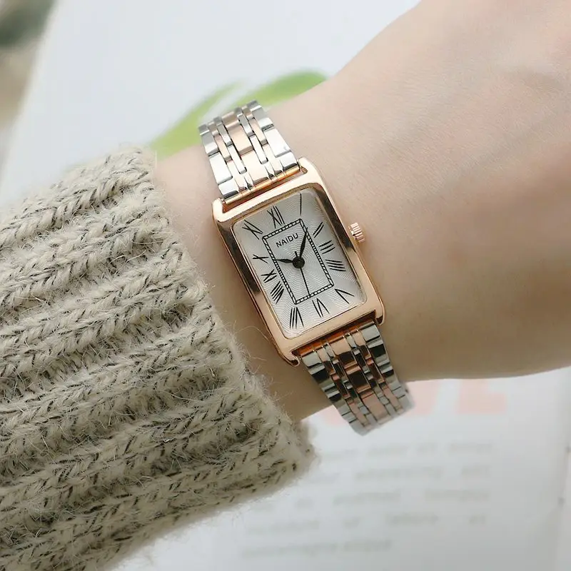 Women's Rose Gold Square Quartz Watch with Stainless Steel Band - Image 5