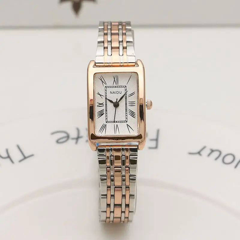 Women's Rose Gold Square Quartz Watch with Stainless Steel Band - Image 2