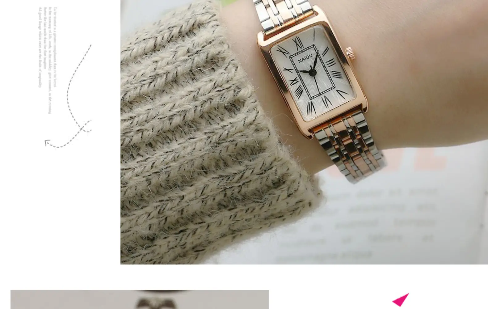 Women's Rose Gold Square Quartz Watch with Stainless Steel Band — feature 10