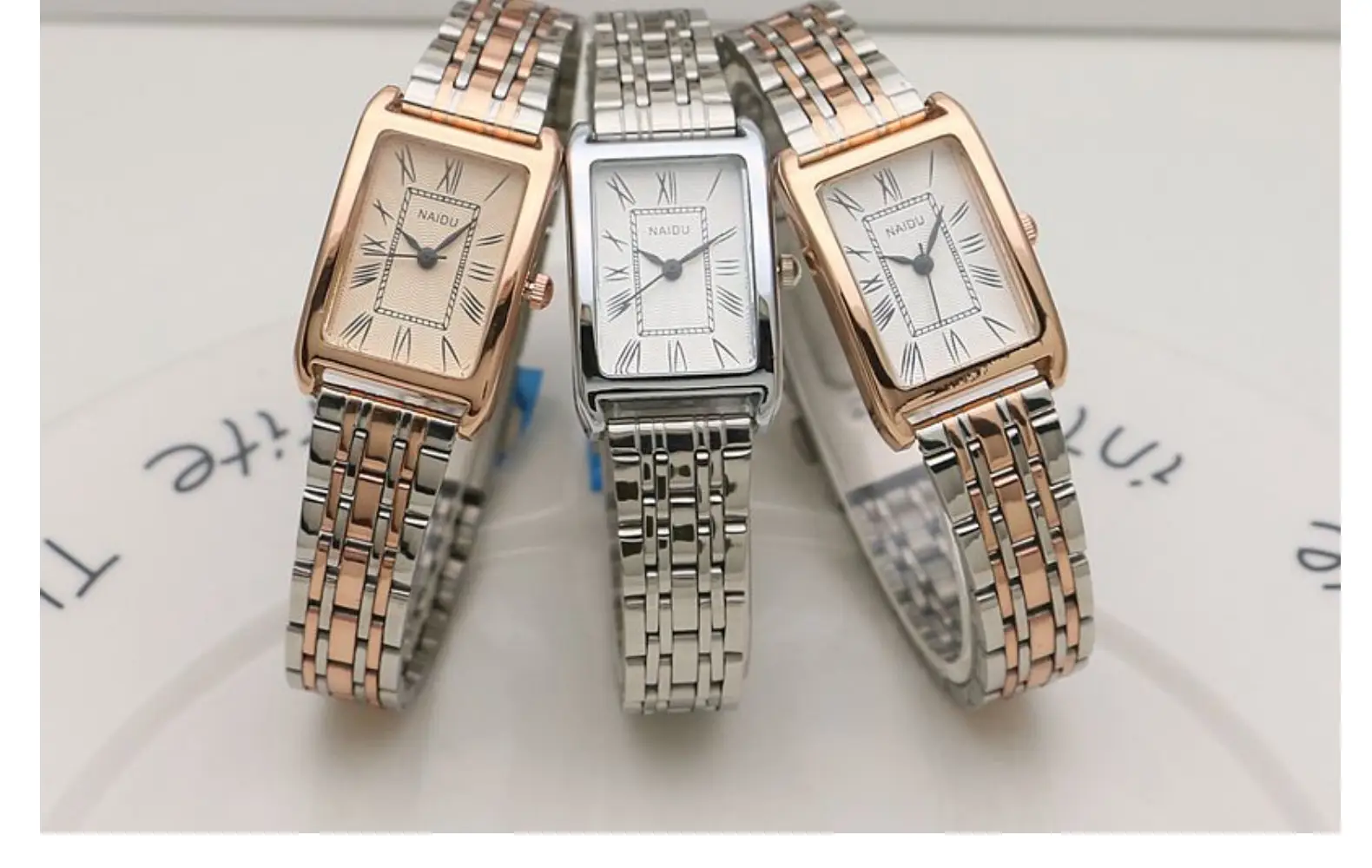 Women's Rose Gold Square Quartz Watch with Stainless Steel Band — feature 17