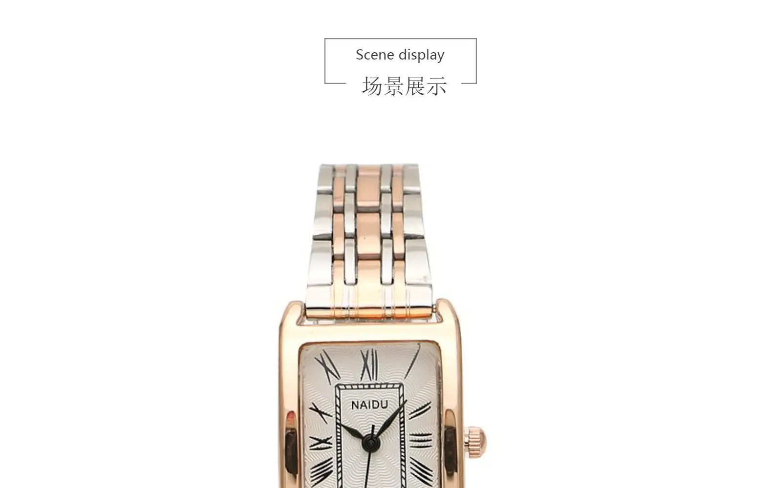 Women's Rose Gold Square Quartz Watch with Stainless Steel Band — feature 7